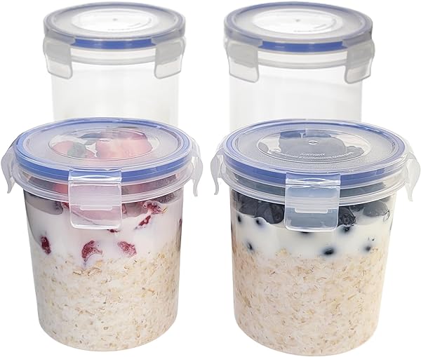 Overnight Oats Jars with Spoon and Lid 10 oz Airtight Oatmeal